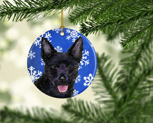 Load image into Gallery viewer, Australian Kelpie Winter Snowflakes Holiday Christmas Ornament - Round Ceramic Ornament – Artist-Designed Keepsake Decoration SS4636