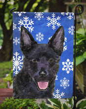 Load image into Gallery viewer, Australian Kelpie Winter Snowflakes Holiday Garden Flag – Decorative Outdoor Yard Flag