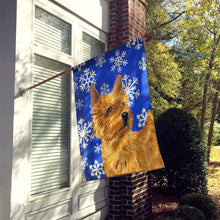 Load image into Gallery viewer, Norwich Terrier Winter Snowflakes Holiday Flag Canvas House Size