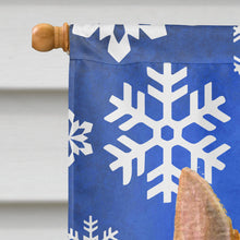 Load image into Gallery viewer, Norwich Terrier Winter Snowflakes Holiday Flag Canvas House Size