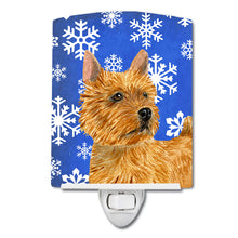 Load image into Gallery viewer, Norwich Terrier Winter Snowflakes Holiday Ceramic Night Light SS4637CNL