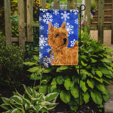 Load image into Gallery viewer, Norwich Terrier Winter Snowflakes Holiday Garden Flag – Decorative Outdoor Yard Flag