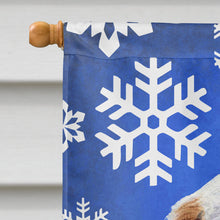 Load image into Gallery viewer, Clumber Spaniel Winter Snowflakes Holiday Flag Canvas House Size