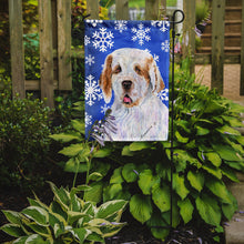 Load image into Gallery viewer, Clumber Spaniel Winter Snowflakes Holiday Garden Flag – Decorative Outdoor Yard Flag