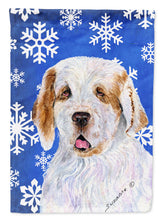 Load image into Gallery viewer, Clumber Spaniel Winter Snowflakes Holiday Garden Flag – Decorative Outdoor Yard Flag