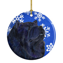 Load image into Gallery viewer, Chow Chow Winter Snowflakes Holiday Christmas Ornament - Round Ceramic Ornament – Artist-Designed Keepsake Decoration SS4639