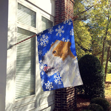 Load image into Gallery viewer, Jack Russell Terrier Winter Snowflakes Holiday Flag Canvas House Size