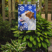 Load image into Gallery viewer, Jack Russell Terrier Winter Snowflakes Holiday Garden Flag – Decorative Outdoor Yard Flag