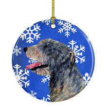 Load image into Gallery viewer, Irish Wolfhound Winter Snowflakes Holiday Christmas Ornament - Round Ceramic Ornament – Artist-Designed Keepsake Decoration SS4644