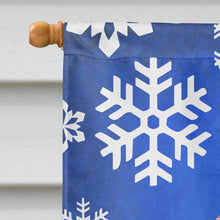 Load image into Gallery viewer, Irish Wolfhound Winter Snowflakes Holiday Flag Canvas House Size
