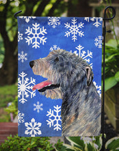 Load image into Gallery viewer, Irish Wolfhound Winter Snowflakes Holiday Garden Flag – Decorative Outdoor Yard Flag