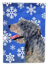 Load image into Gallery viewer, Irish Wolfhound Winter Snowflakes Holiday Garden Flag – Decorative Outdoor Yard Flag