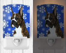 Load image into Gallery viewer, Boxer Winter Snowflakes Holiday Ceramic Night Light SS4646CNL