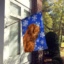 Load image into Gallery viewer, Sussex Spaniel Winter Snowflakes Holiday Flag Canvas House Size