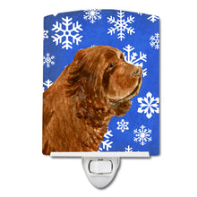 Load image into Gallery viewer, Sussex Spaniel Winter Snowflakes Holiday Ceramic Night Light SS4648CNL