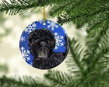 Load image into Gallery viewer, Affenpinscher Winter Snowflakes Holiday Christmas Ornament - Round Ceramic Ornament – Artist-Designed Keepsake Decoration SS4649