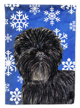 Load image into Gallery viewer, Affenpinscher Winter Snowflakes Holiday Flag Canvas House Size