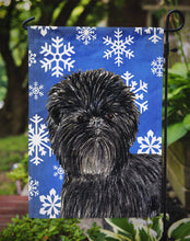 Load image into Gallery viewer, Affenpinscher Winter Snowflakes Holiday Garden Flag – Decorative Outdoor Yard Flag