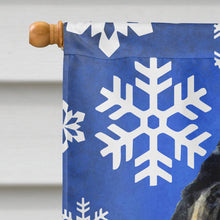 Load image into Gallery viewer, Tibetan Mastiff Winter Snowflakes Holiday Flag Canvas House Size
