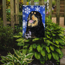 Load image into Gallery viewer, Tibetan Mastiff Winter Snowflakes Holiday Garden Flag – Decorative Outdoor Yard Flag