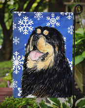 Load image into Gallery viewer, Tibetan Mastiff Winter Snowflakes Holiday Garden Flag – Decorative Outdoor Yard Flag