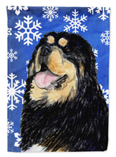 Load image into Gallery viewer, Tibetan Mastiff Winter Snowflakes Holiday Garden Flag – Decorative Outdoor Yard Flag