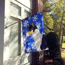 Load image into Gallery viewer, Basenji Winter Snowflakes Holiday Flag Canvas House Size