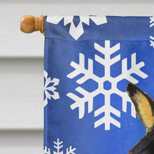 Load image into Gallery viewer, Basenji Winter Snowflakes Holiday Flag Canvas House Size