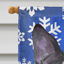 Load image into Gallery viewer, Boston Terrier Winter Snowflakes Holiday Flag Canvas House Size