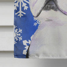 Load image into Gallery viewer, Boston Terrier Winter Snowflakes Holiday Flag Canvas House Size