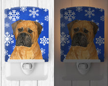 Load image into Gallery viewer, Bullmastiff Winter Snowflakes Holiday Ceramic Night Light SS4655CNL