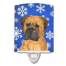 Load image into Gallery viewer, Bullmastiff Winter Snowflakes Holiday Ceramic Night Light SS4655CNL
