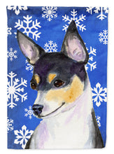 Load image into Gallery viewer, Chihuahua Winter Snowflakes Holiday Garden Flag – Decorative Outdoor Yard Flag