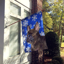 Load image into Gallery viewer, French Bulldog Winter Snowflakes Holiday Flag Canvas House Size