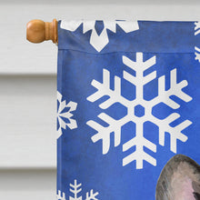 Load image into Gallery viewer, French Bulldog Winter Snowflakes Holiday Flag Canvas House Size