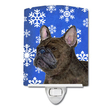 Load image into Gallery viewer, French Bulldog Winter Snowflakes Holiday Ceramic Night Light SS4657CNL