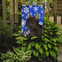 Load image into Gallery viewer, French Bulldog Winter Snowflakes Holiday Garden Flag – Decorative Outdoor Yard Flag