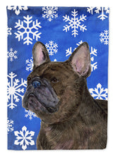 Load image into Gallery viewer, French Bulldog Winter Snowflakes Holiday Garden Flag – Decorative Outdoor Yard Flag