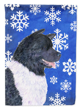 Load image into Gallery viewer, Akita Winter Snowflakes Holiday Flag Canvas House Size