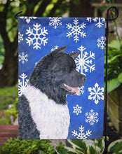 Load image into Gallery viewer, Akita Winter Snowflakes Holiday Garden Flag – Decorative Outdoor Yard Flag