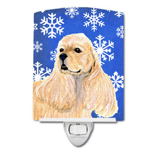Load image into Gallery viewer, Cocker Spaniel Winter Snowflakes Holiday Ceramic Night Light SS4660CNL