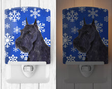 Load image into Gallery viewer, Schnauzer Winter Snowflakes Holiday Ceramic Night Light SS4661CNL