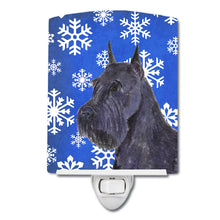 Load image into Gallery viewer, Schnauzer Winter Snowflakes Holiday Ceramic Night Light SS4661CNL