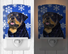 Load image into Gallery viewer, Rottweiler Winter Snowflakes Holiday Ceramic Night Light SS4662CNL