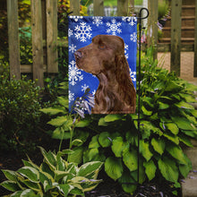 Load image into Gallery viewer, Field Spaniel Winter Snowflakes Holiday Garden Flag – Decorative Outdoor Yard Flag