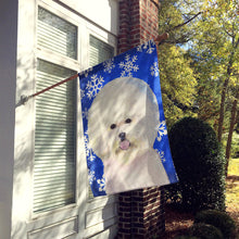 Load image into Gallery viewer, Bichon Frise Winter Snowflakes Holiday Flag Canvas House Size