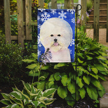 Load image into Gallery viewer, Bichon Frise Winter Snowflakes Holiday Garden Flag – Decorative Outdoor Yard Flag