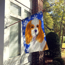 Load image into Gallery viewer, Cavalier Spaniel Winter Snowflakes Holiday Flag Canvas House Size