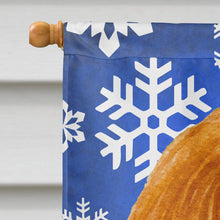 Load image into Gallery viewer, Cavalier Spaniel Winter Snowflakes Holiday Flag Canvas House Size