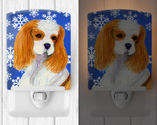 Load image into Gallery viewer, Cavalier Spaniel Winter Snowflakes Holiday Ceramic Night Light SS4665CNL